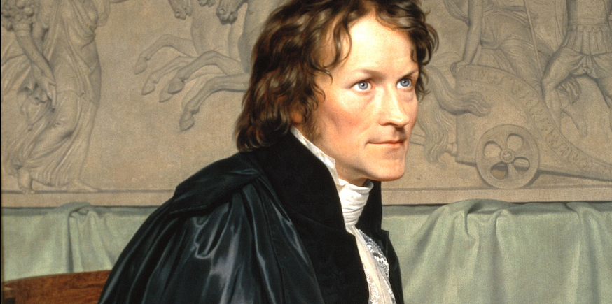 Portrætmaleri af Thorvaldsen, beskåret ved skuldrene