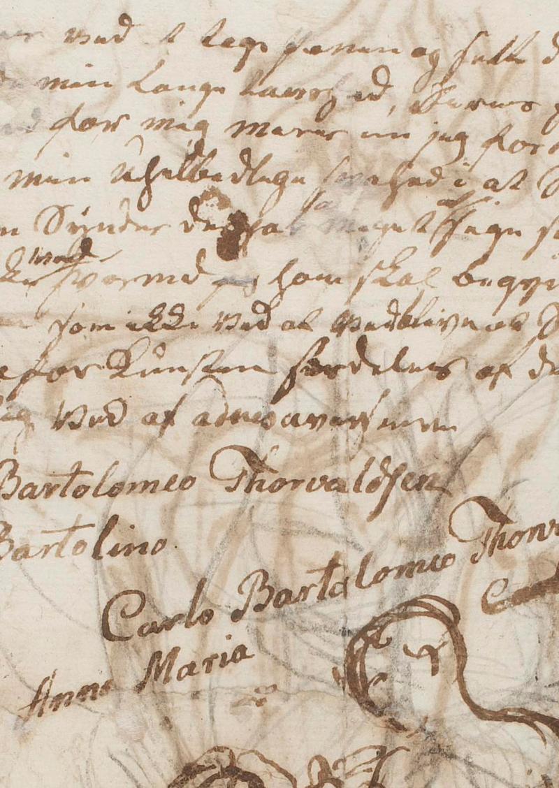 Håndskrevet brev fra thorvaldsens arkiv