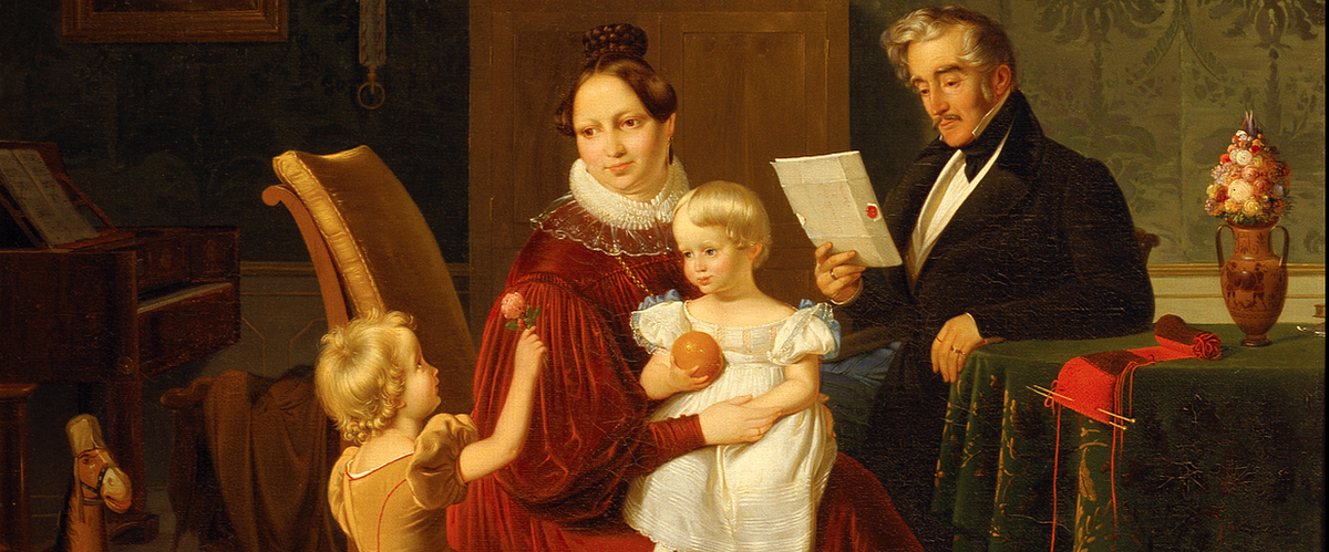 Maleri af Thorvaldsens datter, svigersøn og to børnebørn