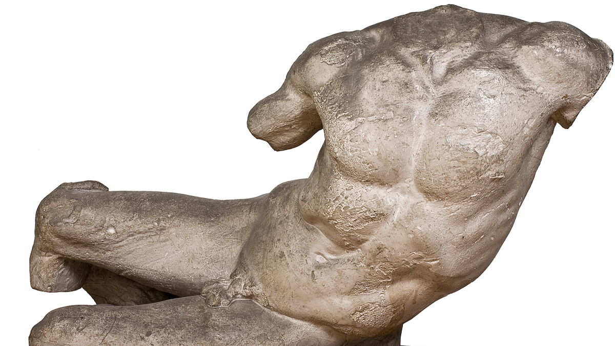 Banner af mandligt torso skulptur