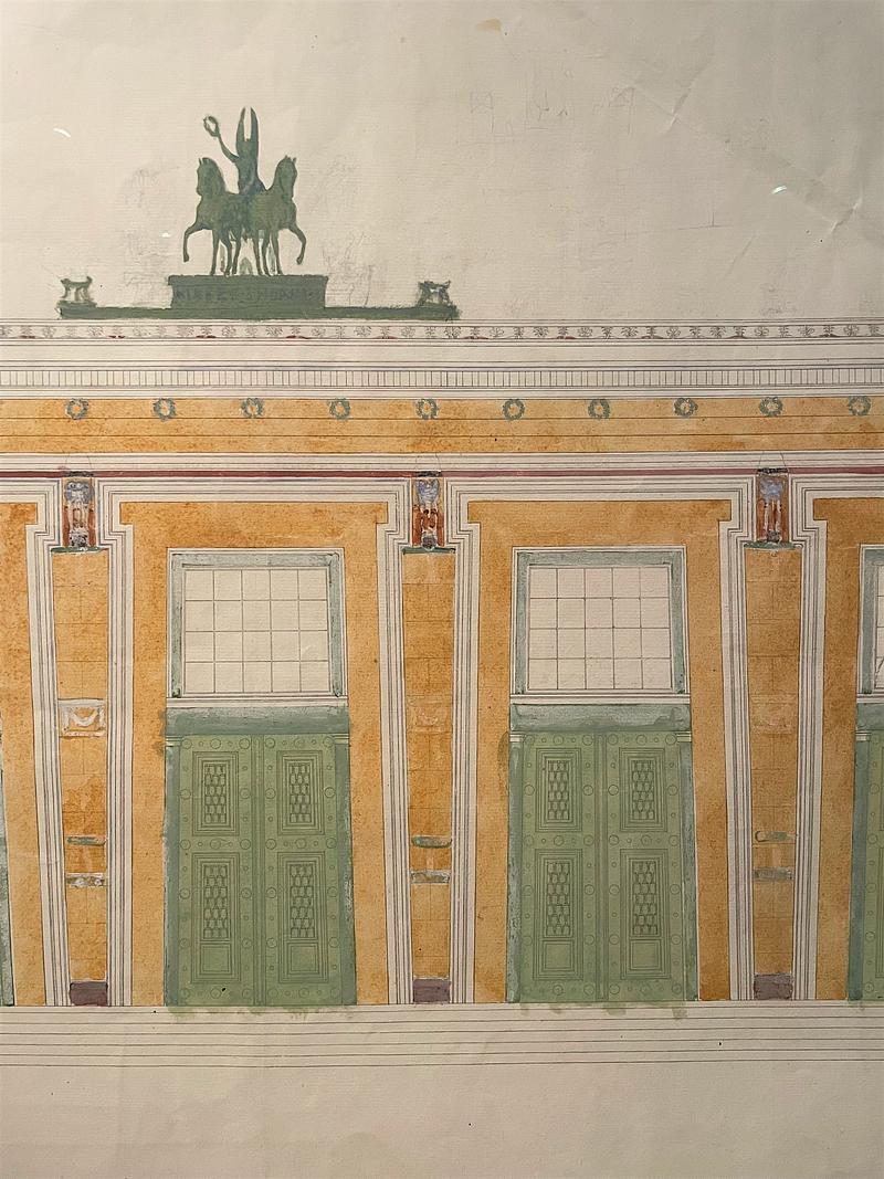 Skitse af Thorvaldsens Museums facade forfrany