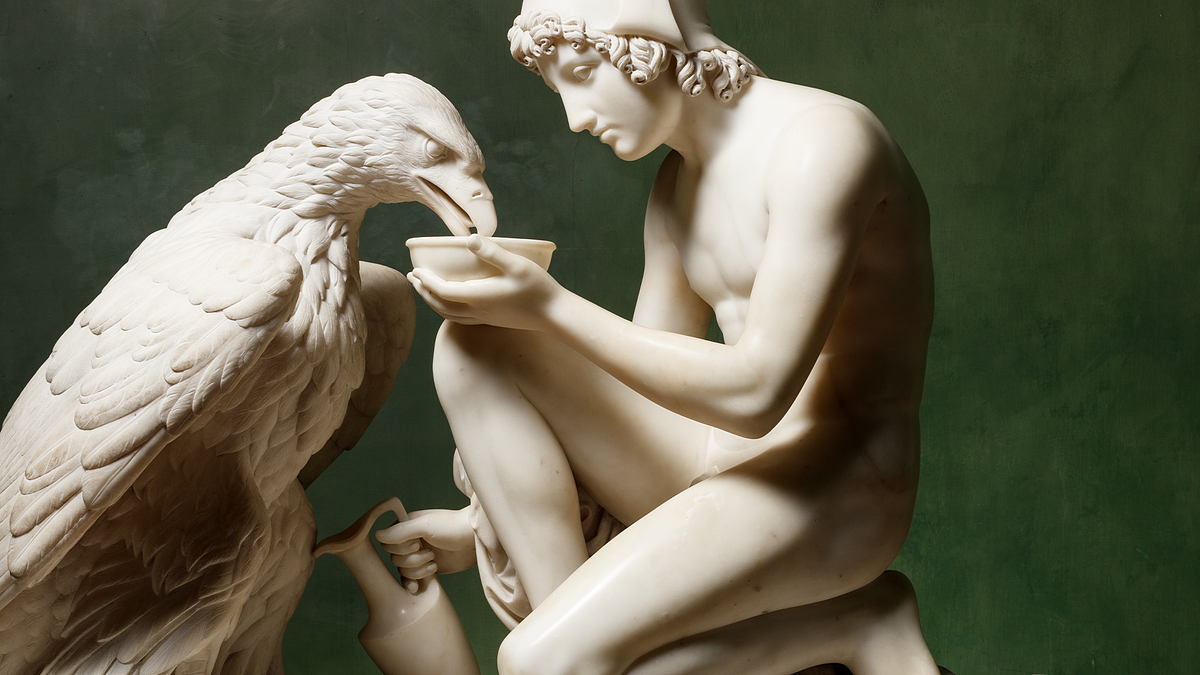 Skulpturen Ganymedes med Jupiters ørn