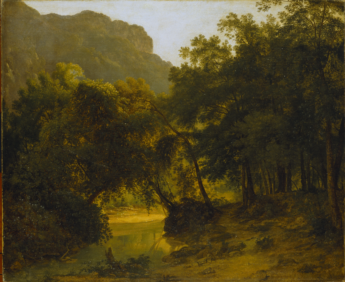 Maleriet Skovparti ved en bæk fra Thorvaldsens samling